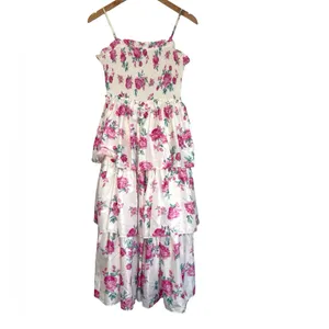 LoveShackFancy x Target Elise Floral Tiered Midi Dress Limited XS Pink White thumbnail 2