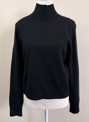Vince Black Wool Cashmere Blend Mock Neck Raglan Sweater Medium M thumbnail 1