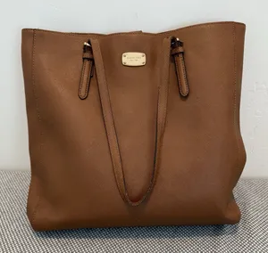 MICHAEL KORS Large Saffiano Leather Tote JET SET Tall TRAVEL ACORN BROWn thumbnail 1