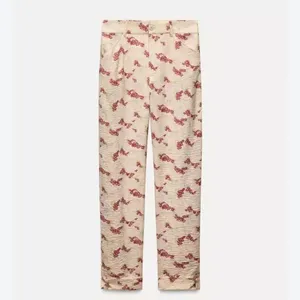 Zara Printed Cuffed Hem Mid-Rise Dress Pants(Size Small) thumbnail 2