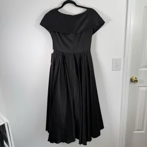 Ivy City‎ Co Audrey Dress Black Satin Midi Wedding Guest Cocktail Elegant Small thumbnail 9