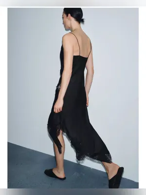 Zara ZW collection satin lace dress‎ thumbnail 3