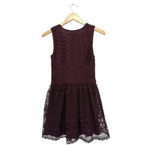 Abercrombie & Fitch Lace Crochet V-Neck Skater Dress Burgundy Mini Dark Romantic thumbnail 7