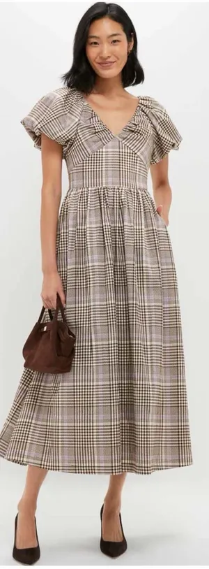 Anthropologie EN SAISON Brown Taupe Lavender Charleigh Maxi Dress thumbnail 1