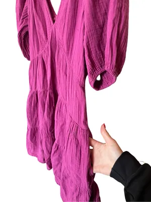 Xirena Nissa Cotton Gauze Tiered Mini Dress Pink Size M thumbnail 3