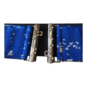 Y2K Blue Sequin Stretch Belt Rhinestone Buckle Glam Party Festival thumbnail 13