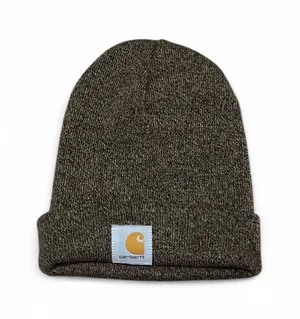 Carhartt Marled Brown Acrylic Watch Hat Beanie Cuffed Logo Unisex thumbnail 1