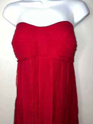 Red Silk Midi Strapless Dress 14 Midi-Maxi thumbnail 1