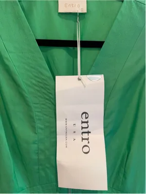 Entro Women's Eyelet Detail Midi Dress in Green Size S thumbnail 6