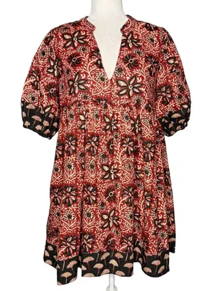 Clara The Label Mini Dress M Cotton Babydoll Lined Boho Peasant Victoria Dunn thumbnail 1