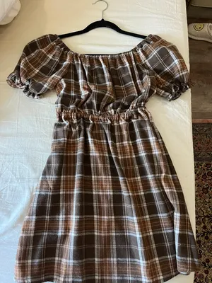 Boutique Plaid Dress Brown Size XS thumbnail 1