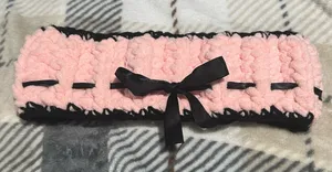 Pink and Black Women's Headband winter earmuffs ear cover handmade crochet thumbnail 2