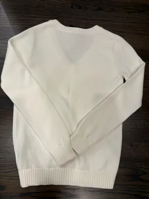 Brandy Melville White Long Sleeve Sweater V-Neck thumbnail 1