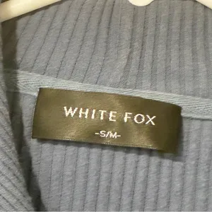 White Fox Boutique Size Small/Medium Blue Ribbed Thermal Full Zip Up Hoodie thumbnail 3