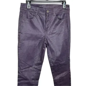 American Eagle Purple Coated High Rise Jeggings Size 8 Y2K Grunge thumbnail 6