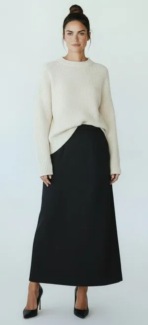 Sleek High-Waisted Black Formal Skirt - Side Zip & Button Size Small 6 thumbnail 1
