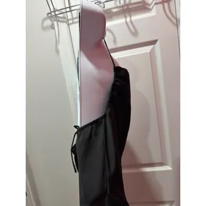 NWOT Free People Intimately Slip Dress Womens Black Satin Strappy Ruffle Small thumbnail 4