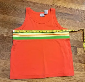 Y2K Vintage Fiorlini International Orange Stripe Tank Top Retro Casual Large thumbnail 2