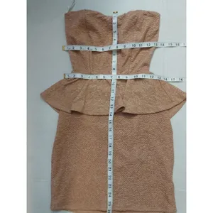 Papaya Strapless Brown/Gold Flecks Peplum Cocktail Dress M Coquette Girl Holiday thumbnail 5