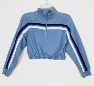 Pacsun PS/LA Blue Horizontal Striped Cropped Sporty Pullover Sweatshirt thumbnail 1
