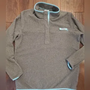 Columbia fleece pullover in gray and light blue 1/4 snap button size XL… thumbnail 1