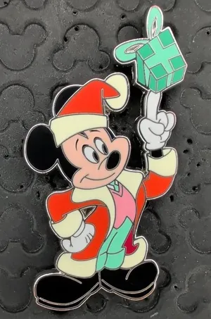 Disney parks Classics Christmas collection Santa Mickey w/ present trading pin thumbnail 1