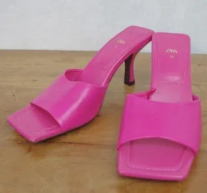 Zara Pink Open Toed Mule Heels Size 36 thumbnail 1