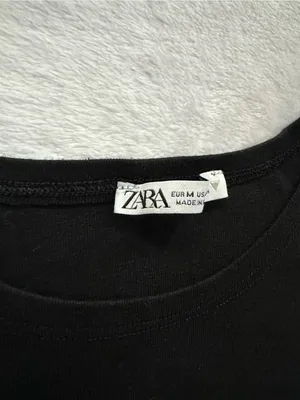 Zara Crop Top in Black Size Medium Cropped Basic T-Shirt thumbnail 6