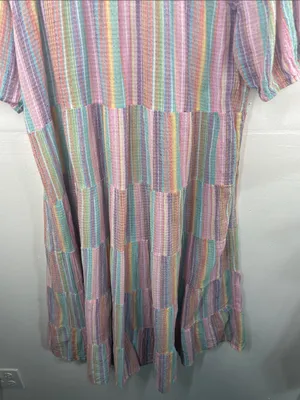 J. Crew Original Beach Wear Pastel Multicolor Striped Tiered below knee Dress thumbnail 10