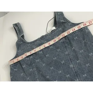 Mustard Seed Washed Denim Bow Sleeveless Jean Jumper Dress Women's Small thumbnail 9