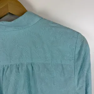 J Jill Blue Floral Paisley Embroidered Cotton Button Down Shirt Small Western thumbnail 2