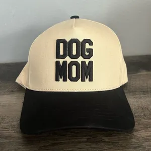 DOG MOM Puff Embroidered Trucker Hat Black thumbnail 1