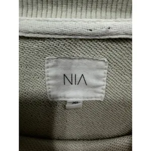 NIA Women Sweatshirt XL Cream Cropped Raw Hem Drop Shoulder French Terry thumbnail 4