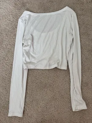 White long sleeve cropped top thumbnail 2