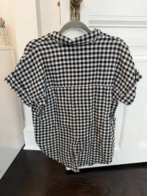 Madewell Gingham Short-Sleeve Top | Black & White | Size S thumbnail 4