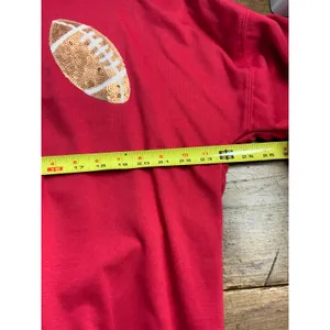 Timing‎ red crewneck sequined football Game Day Sweatshirt size small thumbnail 6