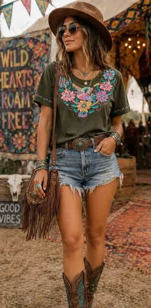 VTG Doris Guatemala T Shirt Sz L Floral Bird Embroidered Boho Folk‎ Art Festival thumbnail 1