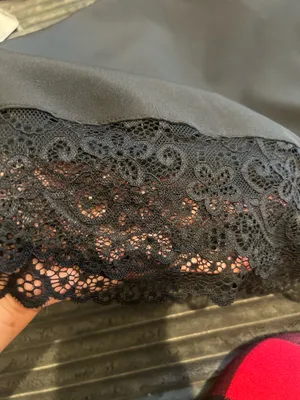 Sexy Asymmetric Lace-Trim Halter Top - Black Satin "Night Out" Blouse thumbnail 4