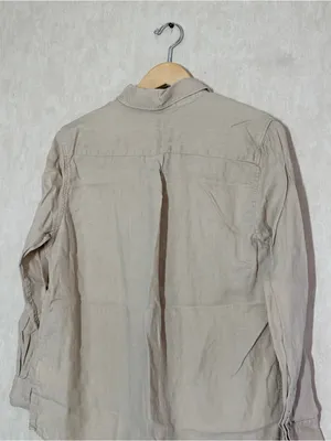 Quince Women’s 100% European Linen Long Sleeve Shirt in Driftwood M thumbnail 8