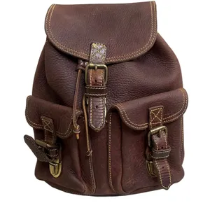 Roots x Enzo Angiolini VTG Leather Brown Buckle Drawstring Flap Backpack Purse‎ thumbnail 1