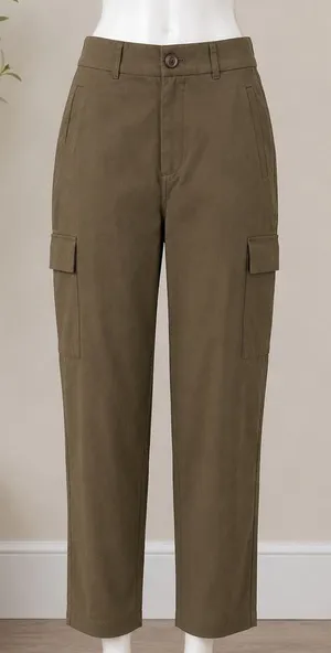 Old Navy Womens Taylor Straight Trouser Extra High Rise Cargo Brown S Petite thumbnail 1