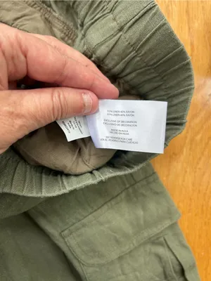 Eddie Bauer Womens Small Capri Cargo Pants Olive Green‎ Linen Blend Roll Cuff thumbnail 6