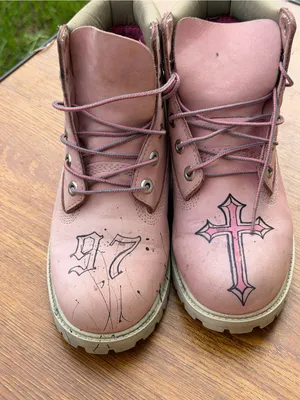 Timberland Pink 6 Inch Boots Girls US 6.5 Custom Art Leather Lace Up thumbnail 12