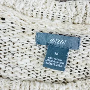 Aerie by AEO Happy Winter Open Weave‎ Sweater Tan Pink Medium Pullover thumbnail 10