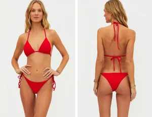 NEW Beach Riot 2 PC Bikini set Sz XS S 0-2-4 Core Collection Winona Top Red thumbnail 2