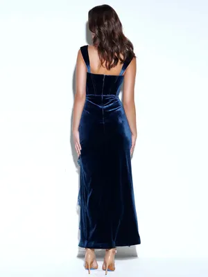 Miss Circle Odilia Teal Velvet Maxi Dress thumbnail 2
