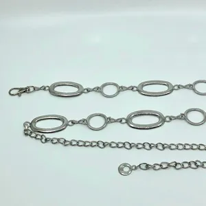 Y2K Minimalist Silver Geometric Link Chain Belt, Fits 29–42 Inches, X7GA1221 thumbnail 8