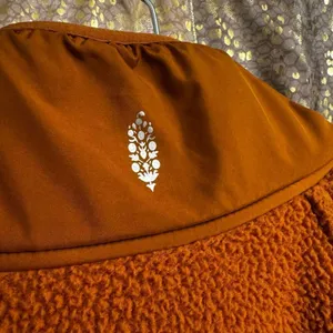 Free People Hit The Slopes Fleece‎ Jacket Russet Orange Oversized Small thumbnail 8