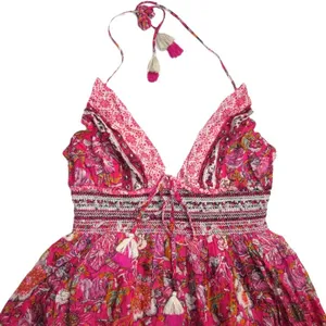 NWT Free People Real Love Maxi in Meadow Combo Floral Cotton Halter Dress L thumbnail 6