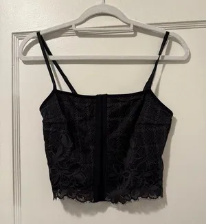 Aerie Winter Express Lace Bustier Corset Tank Top in Black Size Medium NWT thumbnail 1